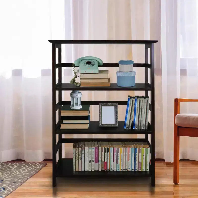 42" 4 Shelf Bookcase Espresso - Flora Home: Solid Wood, Contemporary, Open Back