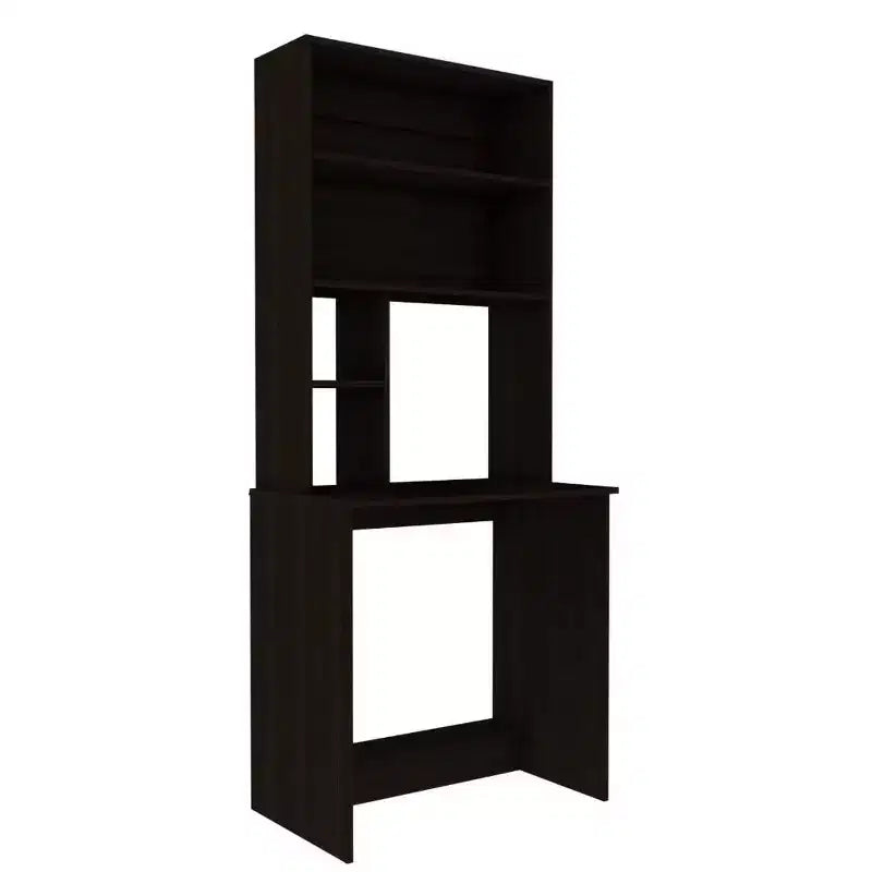 Jeddah Computer Desk Black - Boahaus: Modern Style, Scratch-Resistant, Open Storage Shelf, Wood Laminate