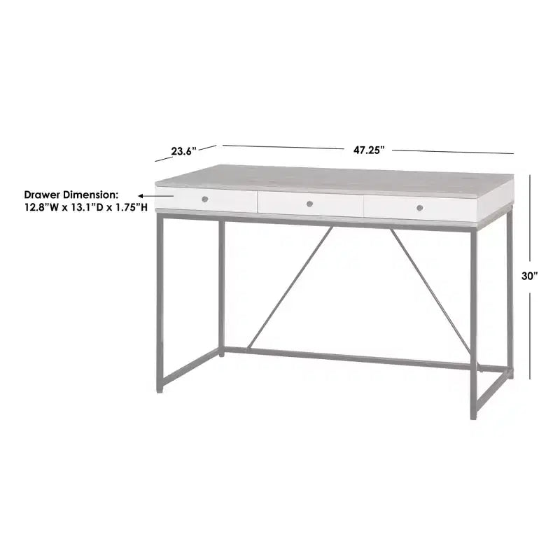 Buylateral Chelsea 3 Drawer Desk Black/Gray/White