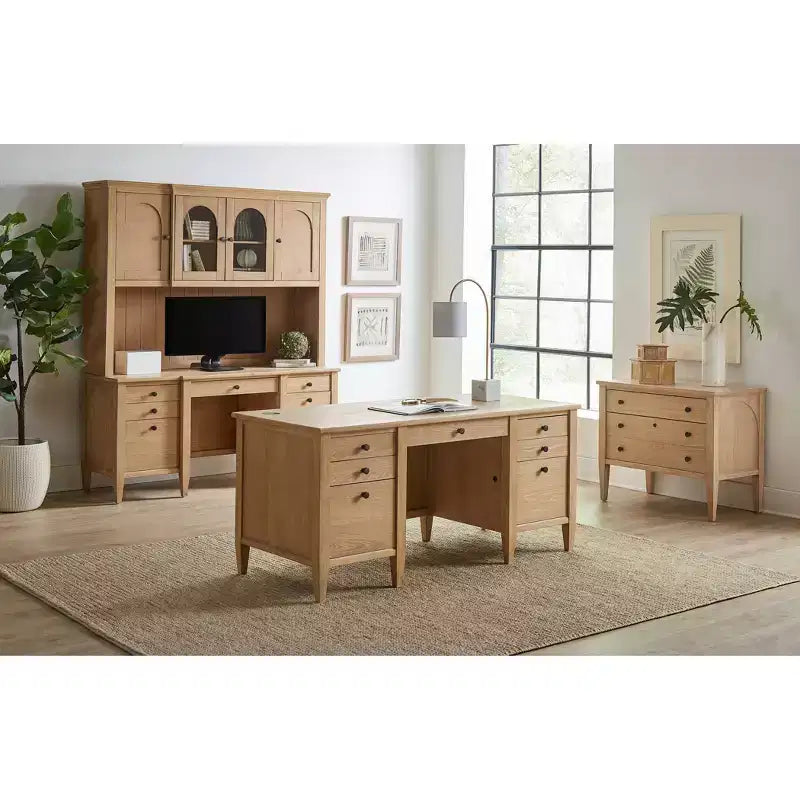 Modern Wood Double Pedestal Desk with Storage Laurel Collection - Martin Furniture: Office Furniture, File Drawer