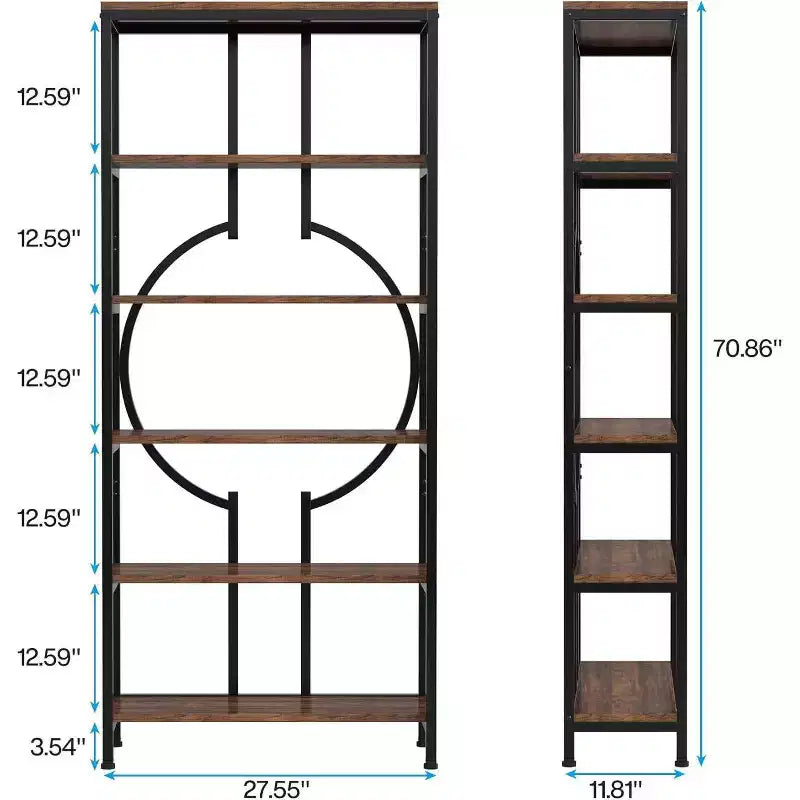 Libreria a 6 ripiani da 70,9" marrone