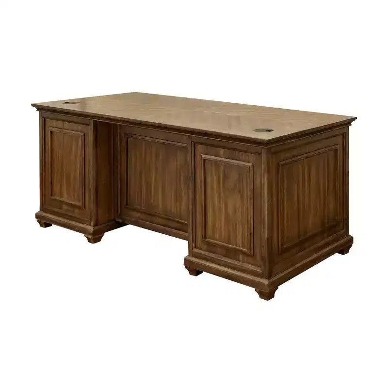 Martin Furniture Porter Traditional Wood Double Pedestal Executive Desk Brown: No Assembly, 68.5" Width, All Purpose Drawer