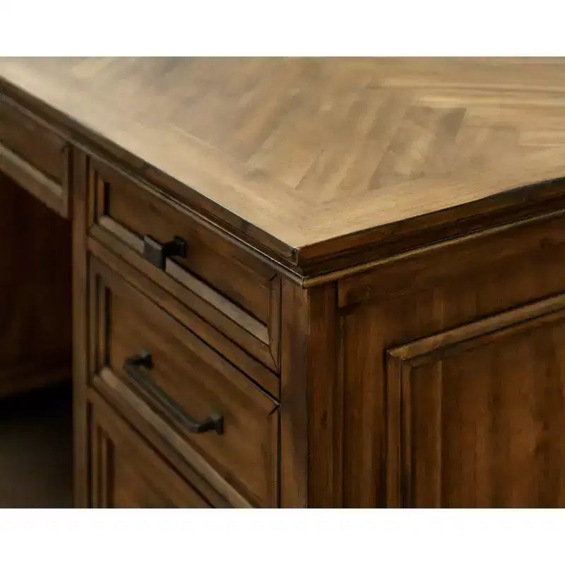 Martin Furniture Porter Traditional Wood Double Pedestal Executive Desk Brown: No Assembly, 68.5" Width, All Purpose Drawer