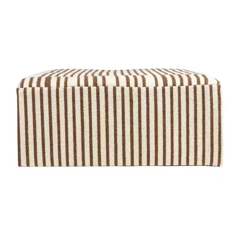 Storied Home Kilim Coffee Table Cream & Brown: Square No Assembly MDF 4 Point/Leg