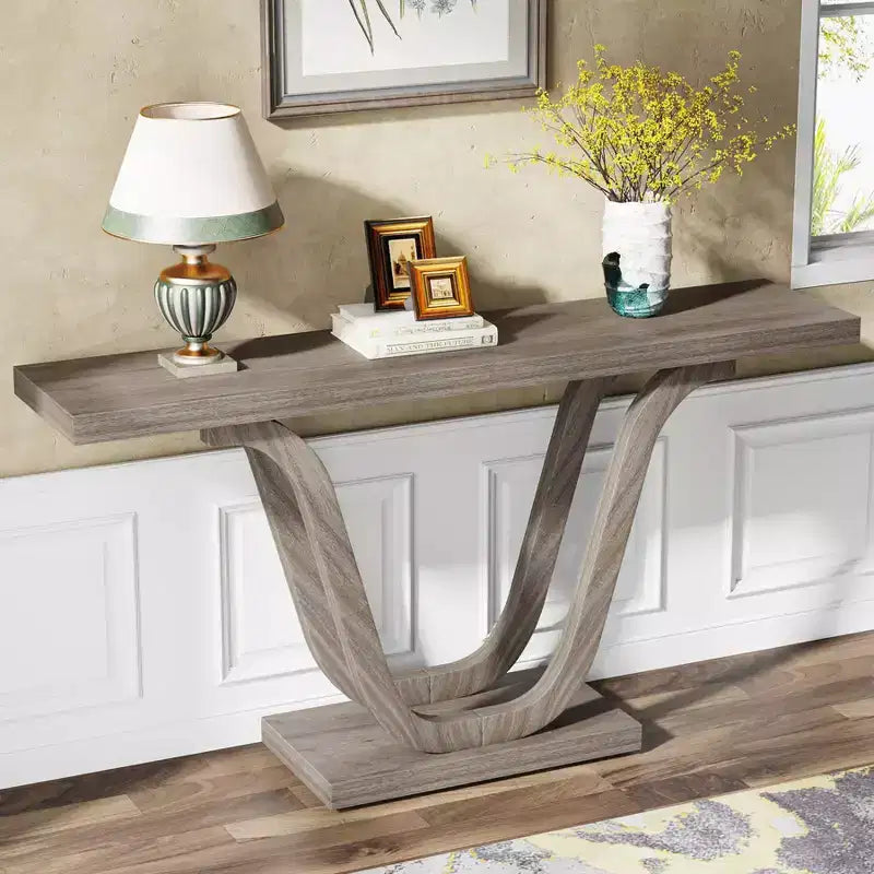 LITTLE TREE 55" Farmhouse Console Table Light Gray