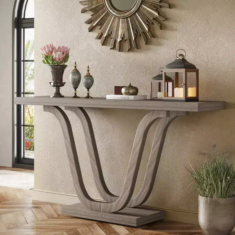 LITTLE TREE 55" Farmhouse Console Table Light Gray