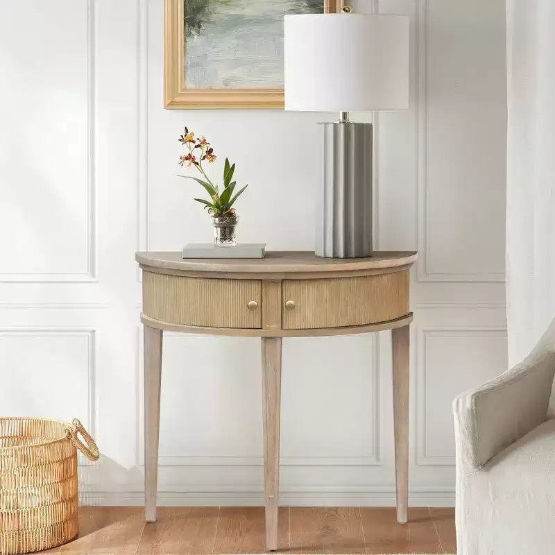 Crestview Storage Console Table Reclaimed Wheat - Martha Stewart: Vintage Demilune Design, Entryway Elegance