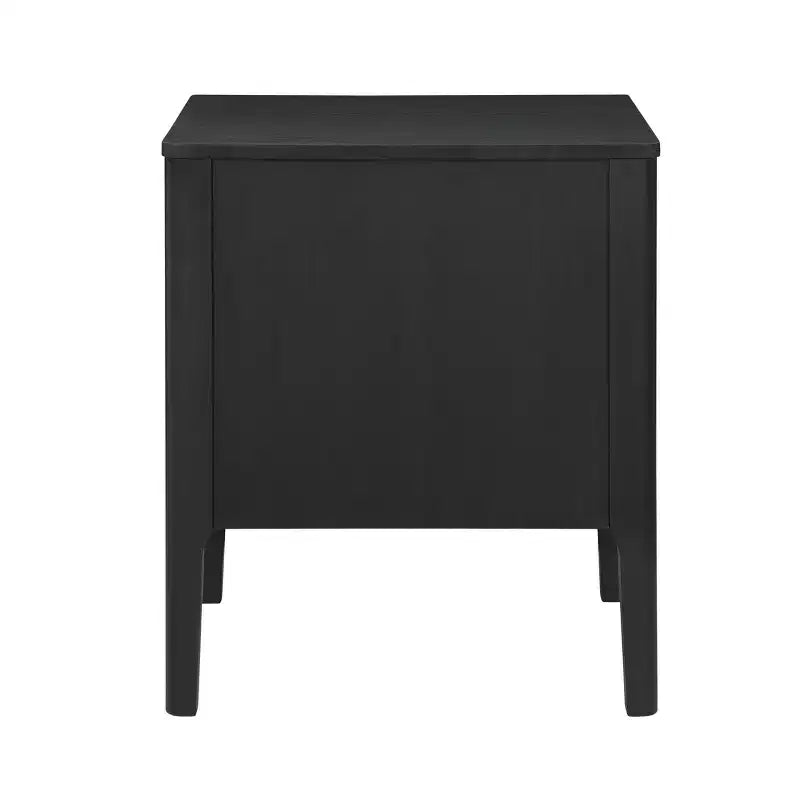 Wiley Solid Wood Mid-Century Modern 2 Drawer Side Table Black - Linon: Oak Veneer, Rubberwood Legs, Storage