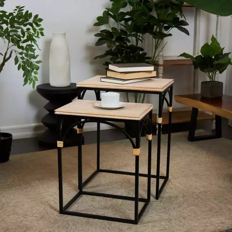 Olivia & May Metal Arched Accent Table: Set of 2, No Assembly, Indoor Use, Modern Farmhouse Style
