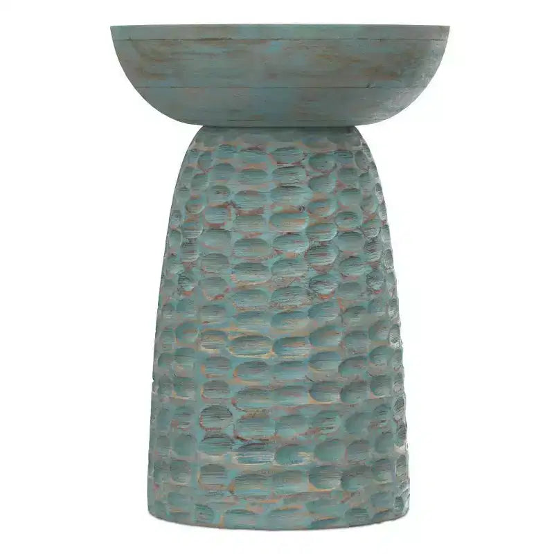Willis Wooden Accent Table Teal Wash - WyndenHall: Mid-Century Modern, Mango Wood, Scratch-Resistant