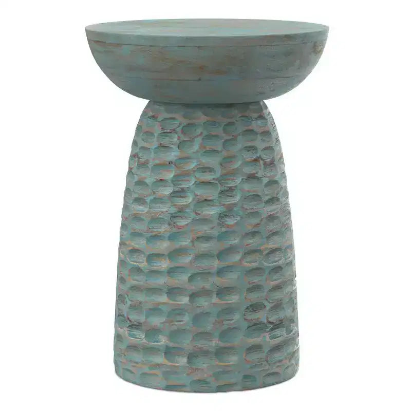 Willis Wooden Accent Table Teal Wash - WyndenHall: Mid-Century Modern, Mango Wood, Scratch-Resistant