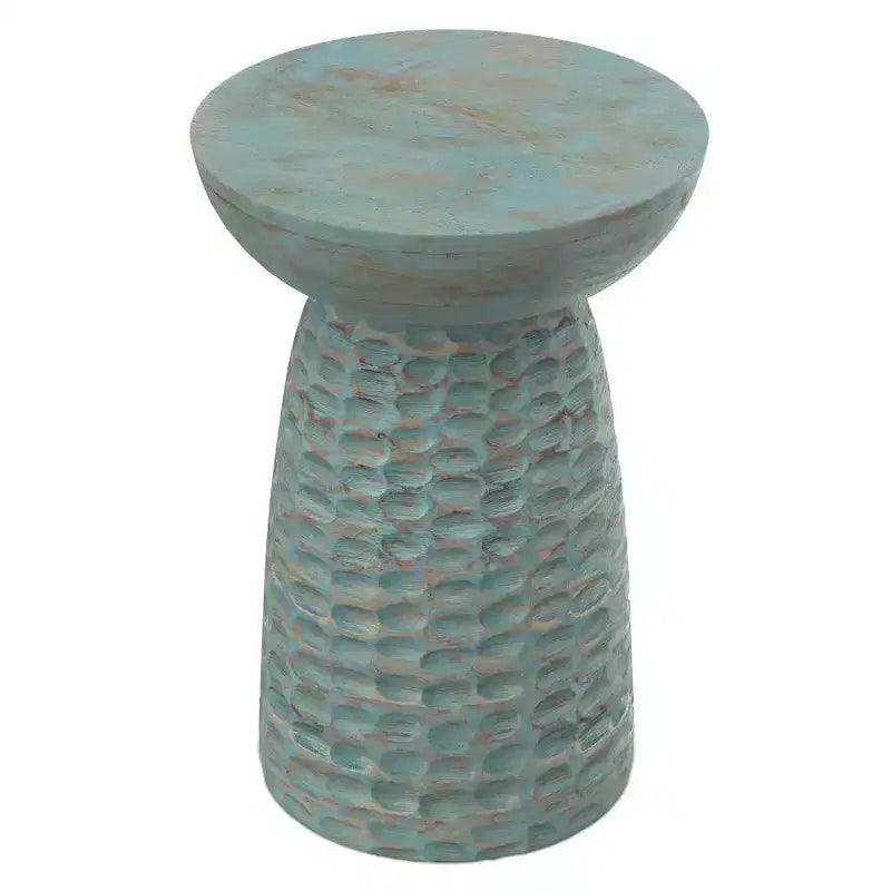 Willis Wooden Accent Table Teal Wash - WyndenHall: Mid-Century Modern, Mango Wood, Scratch-Resistant