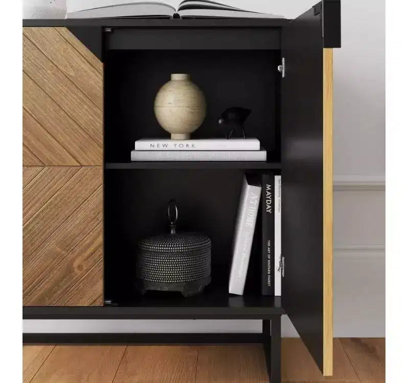 Nathan James Set of 3 Enloe Console Table with Wood Doors Black