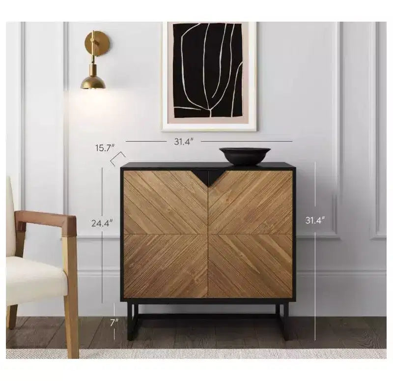 Nathan James Set of 3 Enloe Console Table with Wood Doors Black
