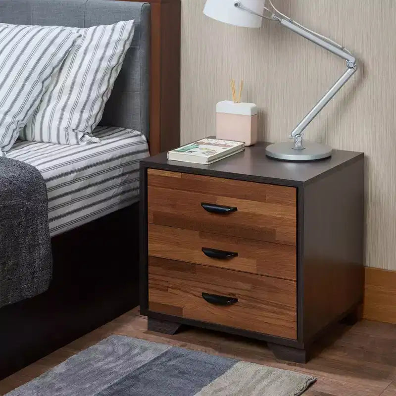 Acme Furniture 20" Eloy Accent Table Walnut/Espresso Finish: Rectangular MDF Top, Wood Legs, Drawer Storage