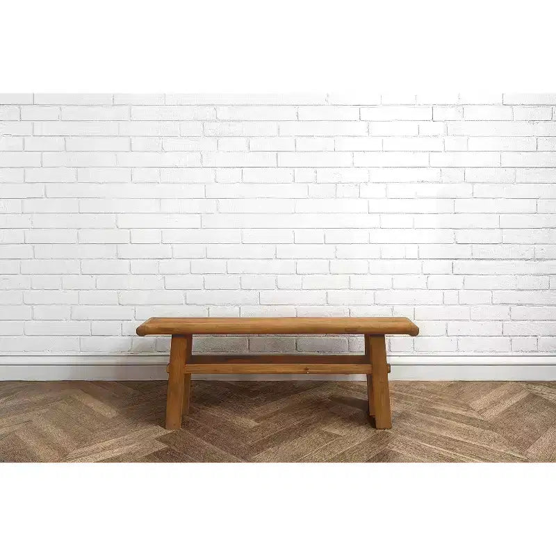 Storied Home Elm Wood Coffee Table Natural: 16.75" High, 45.25" Deep, No Assembly, Elm Frame & Top
