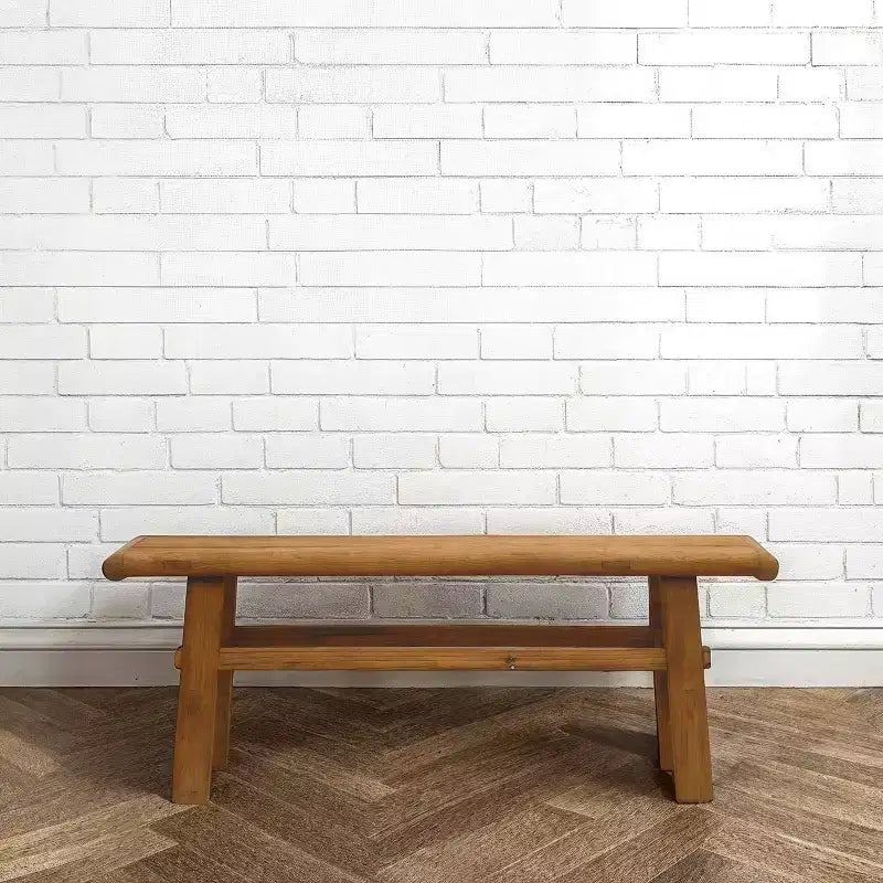Storied Home Elm Wood Coffee Table Natural: 16.75" High, 45.25" Deep, No Assembly, Elm Frame & Top