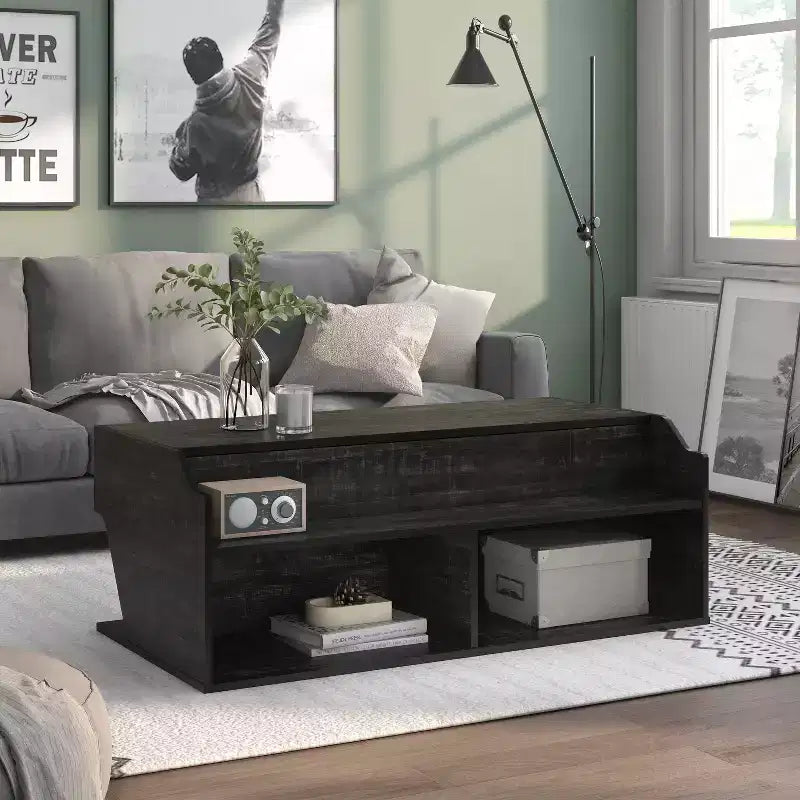 44" Hawkpoint Transitional Lift Top Coffee Table Reclaimed Black Oak - miBasics