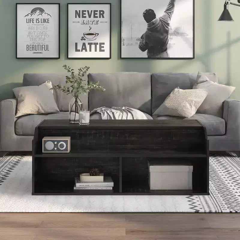 44" Hawkpoint Transitional Lift Top Coffee Table Reclaimed Black Oak - miBasics