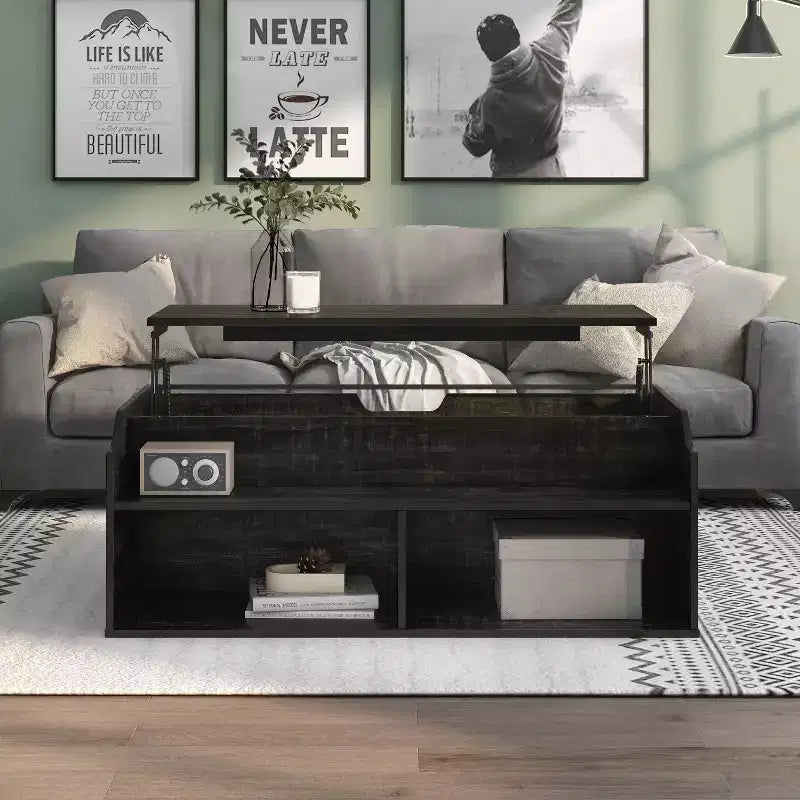 44" Hawkpoint Transitional Lift Top Coffee Table Reclaimed Black Oak - miBasics