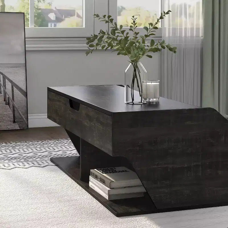 44" Hawkpoint Transitional Lift Top Coffee Table Reclaimed Black Oak - miBasics