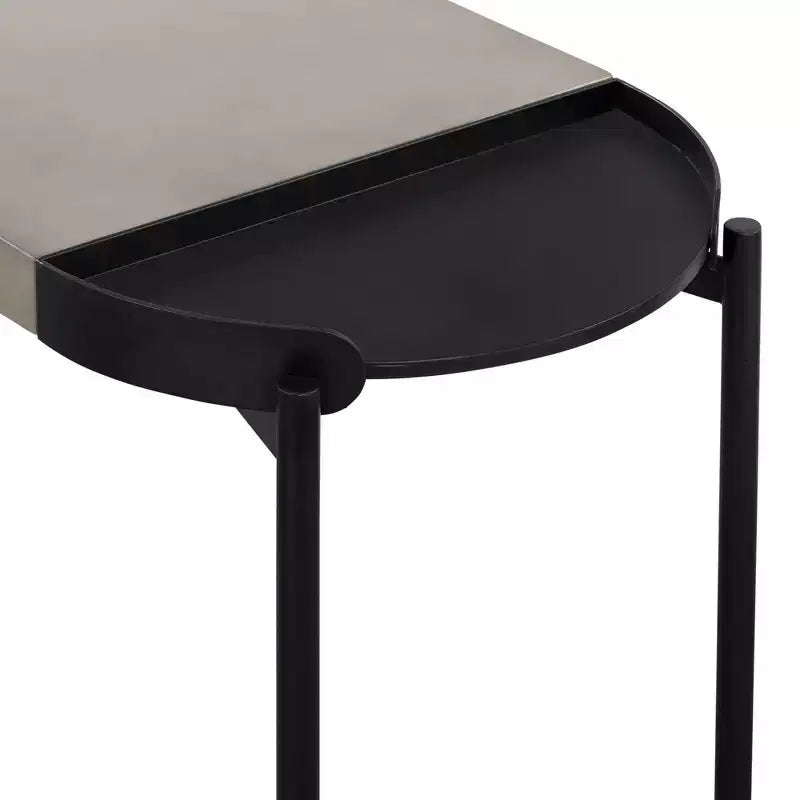 Dua Concrete Console Table Gray/Black - Armen Living
