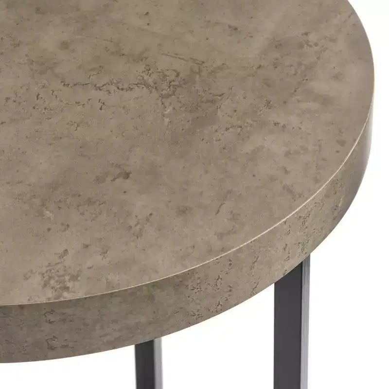 Buylateral Era Round End Table Gray/Black: Industrial Style, Metal Frame, Wood Laminate Top