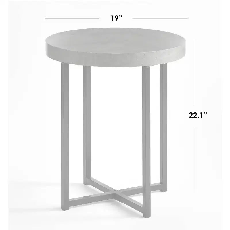 Buylateral Era Round End Table Gray/Black: Industrial Style, Metal Frame, Wood Laminate Top