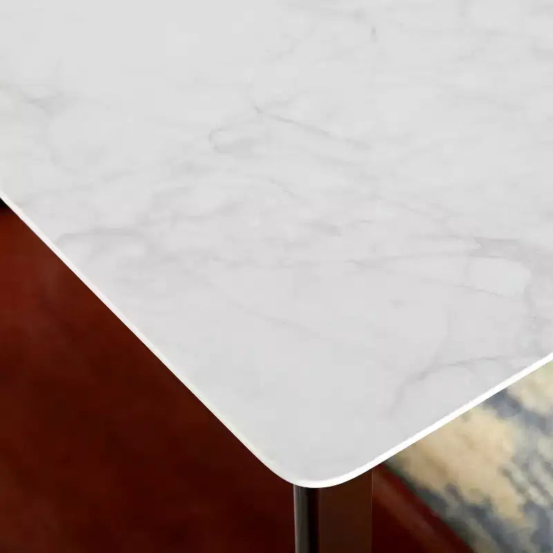 Buylateral Jhovies Coffee Table - Walnut: Faux Marble Top, Solid Wood Frame, Lower Storage Shelf