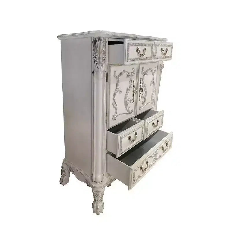 Acme Furniture 42" Dresden II Decorative Storage Drawers Bone White Finish : 5-Drawer Chest, Wood Composite, No Assembly Required