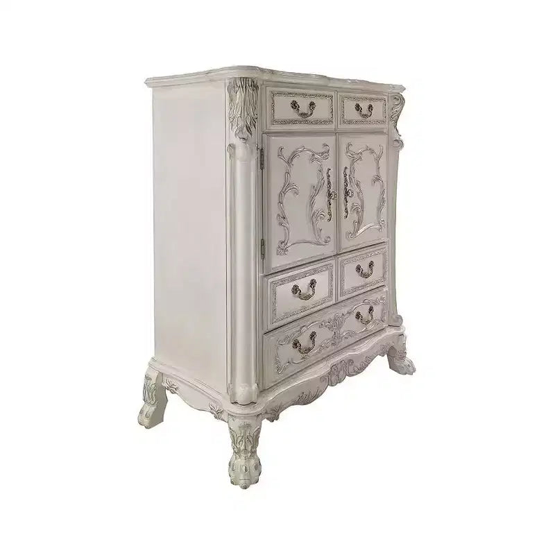 Acme Furniture 42" Dresden II Decorative Storage Drawers Bone White Finish : 5-Drawer Chest, Wood Composite, No Assembly Required
