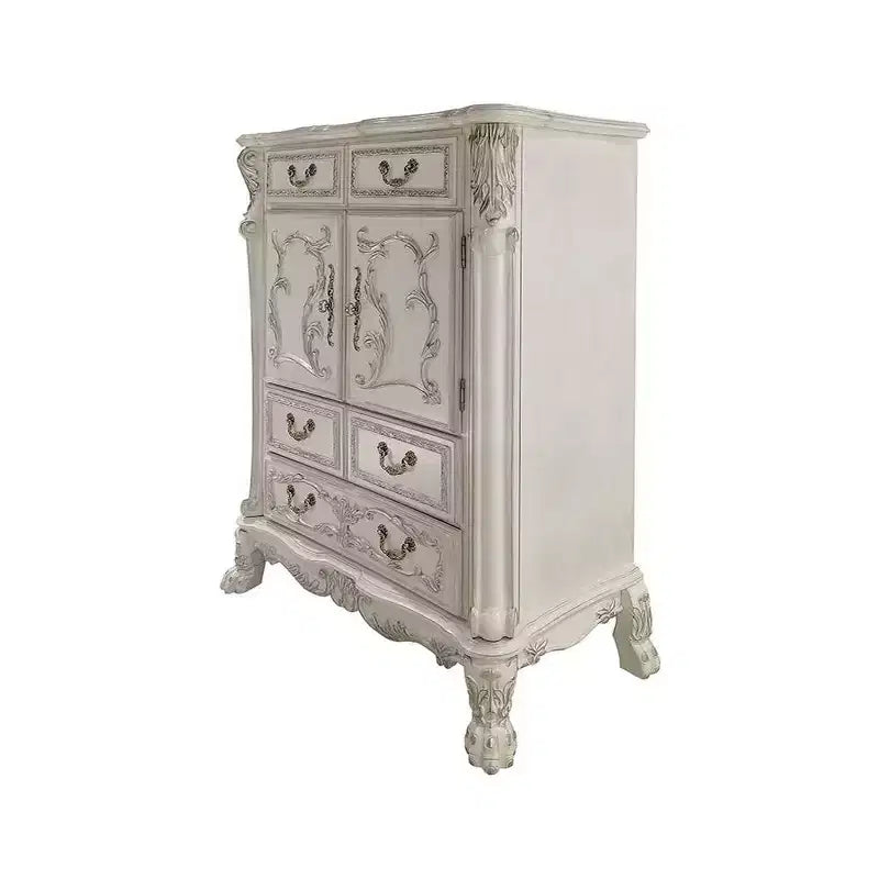 Acme Furniture 42" Dresden II Decorative Storage Drawers Bone White Finish : 5-Drawer Chest, Wood Composite, No Assembly Required