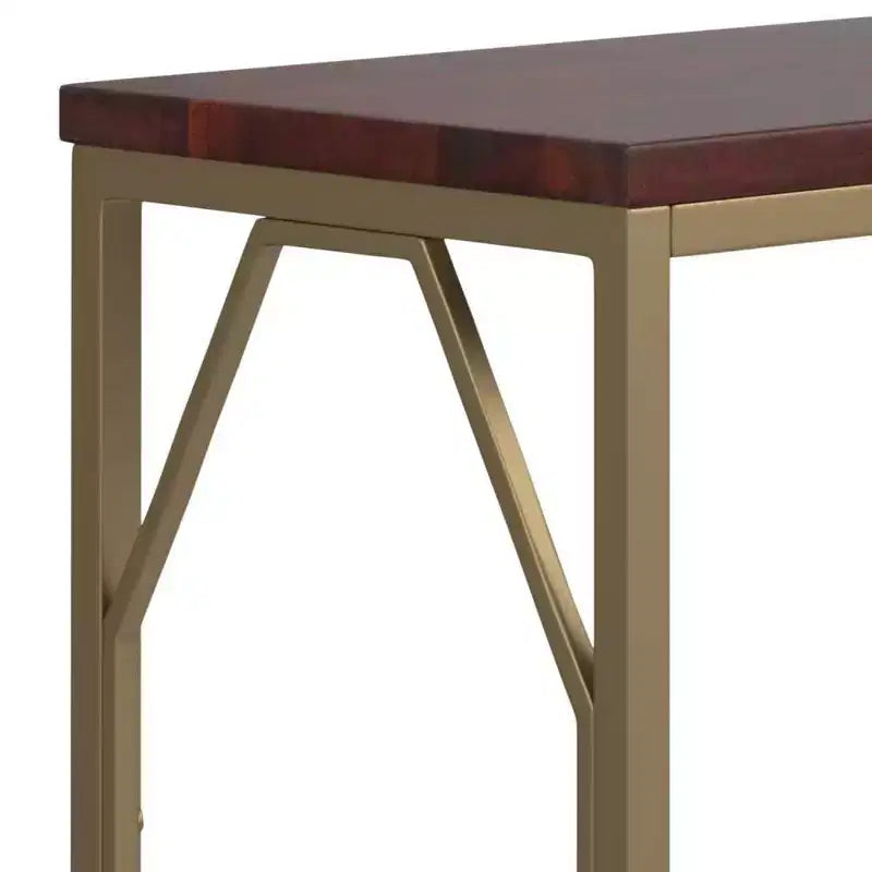 WyndenHall Ebsen Metal and Wood Accent Table Cognac: Contemporary Rectangle Side Table, Scratch-Resistant