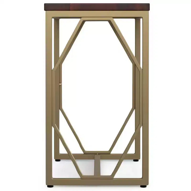 WyndenHall Ebsen Metal and Wood Accent Table Cognac: Contemporary Rectangle Side Table, Scratch-Resistant