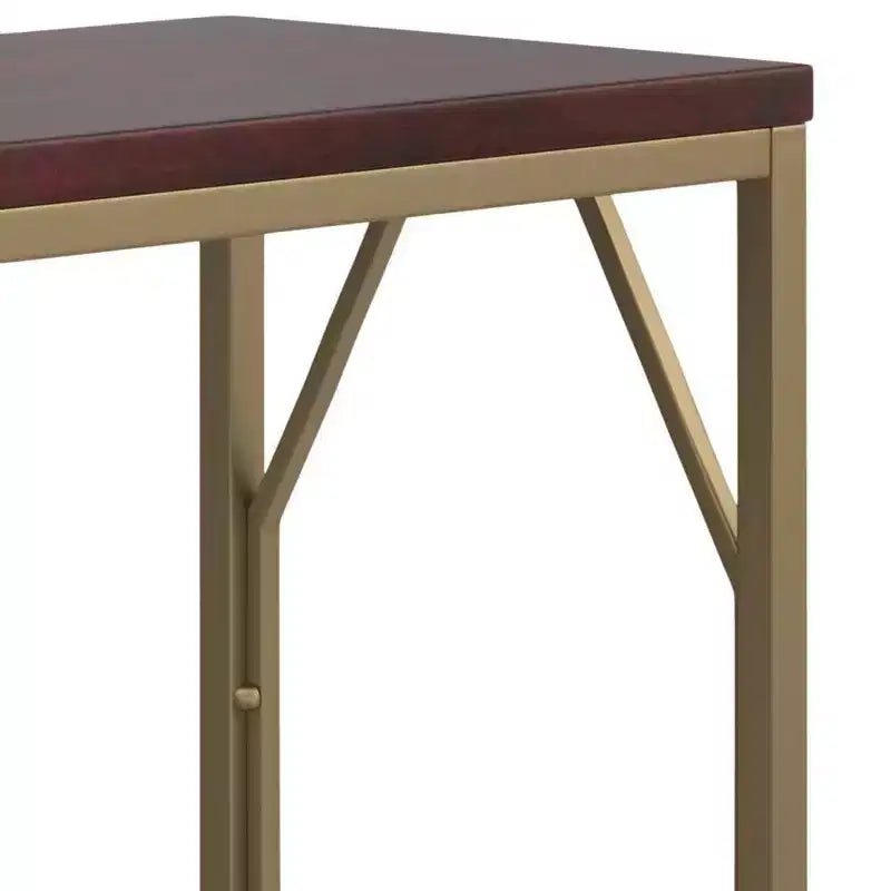 WyndenHall Ebsen Metal and Wood Accent Table Cognac: Contemporary Rectangle Side Table, Scratch-Resistant