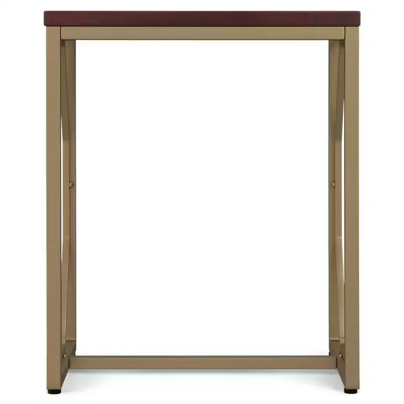 WyndenHall Ebsen Metal and Wood Accent Table Cognac: Contemporary Rectangle Side Table, Scratch-Resistant
