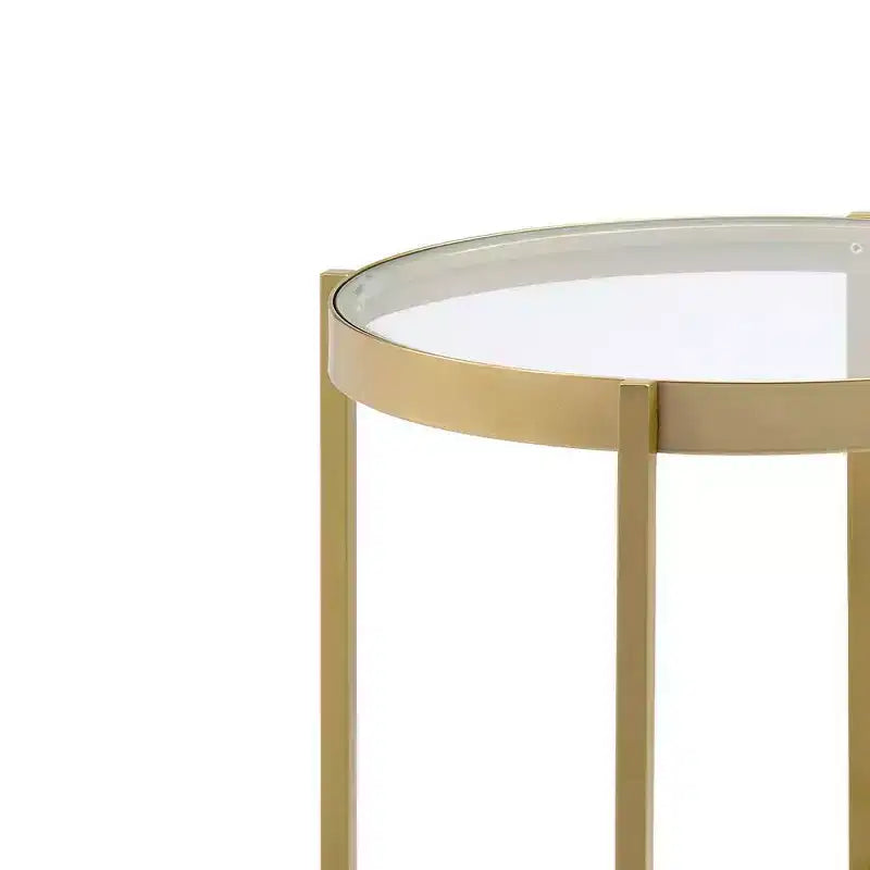 Acme Furniture Charrot Clear Glass Top Accent Table Gold Finish