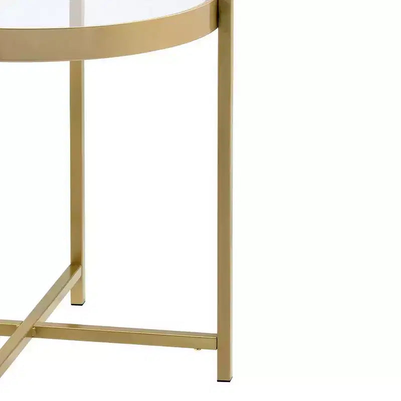 Acme Furniture Charrot Clear Glass Top Accent Table Gold Finish