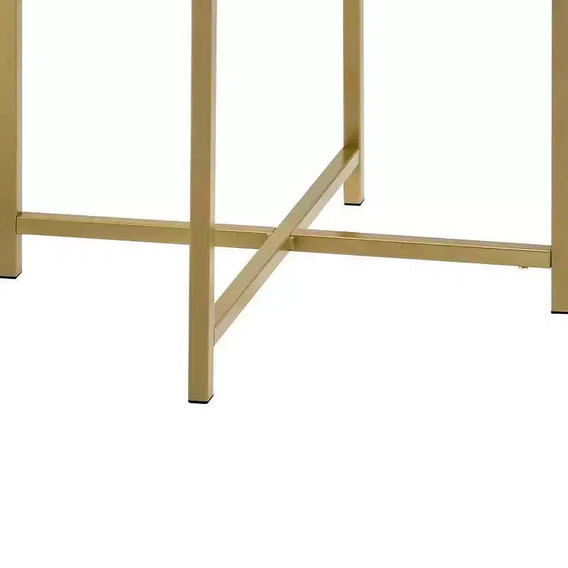 Acme Furniture Charrot Clear Glass Top Accent Table Gold Finish