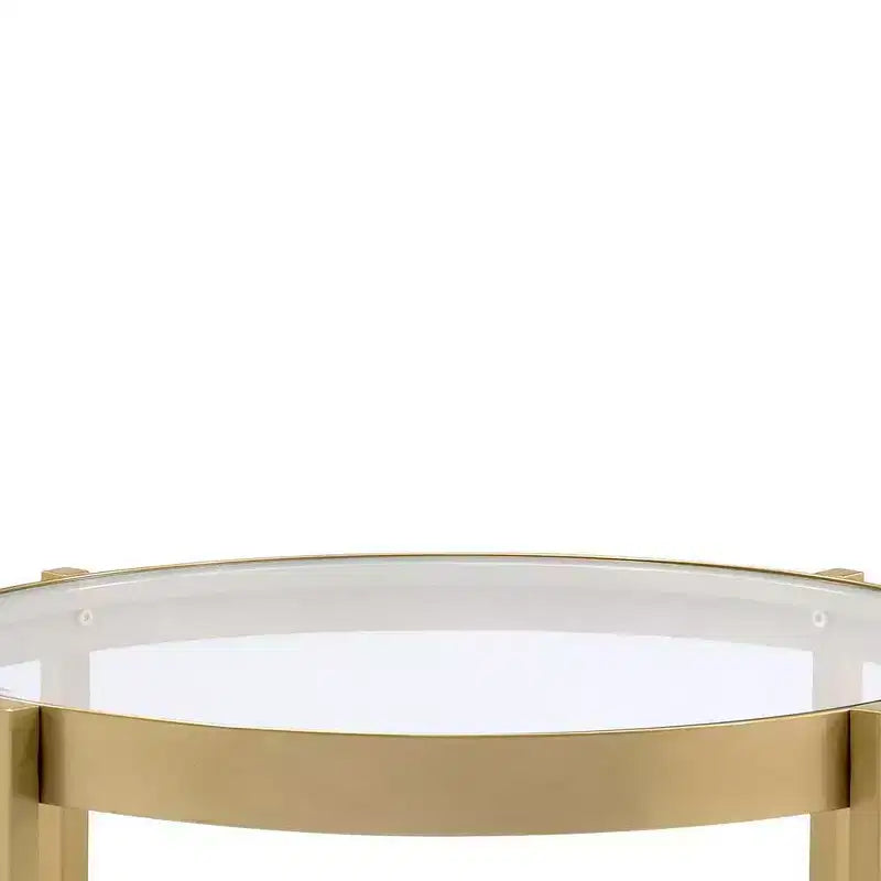 Acme Furniture Charrot Clear Glass Top Accent Table Gold Finish