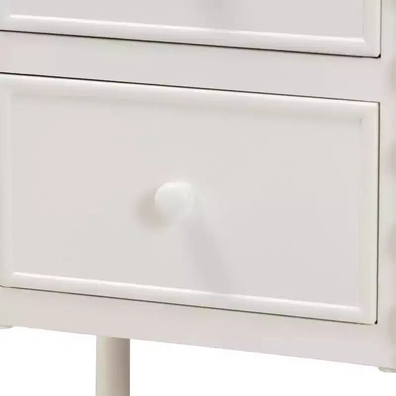 Baxton Studio Malinda Wood 2 Drawer End Table with Spindle Legs White