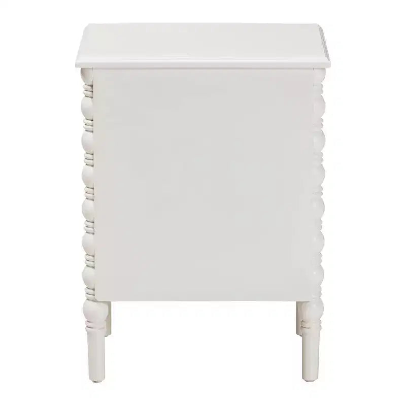 Baxton Studio Malinda Wood 2 Drawer End Table with Spindle Legs White