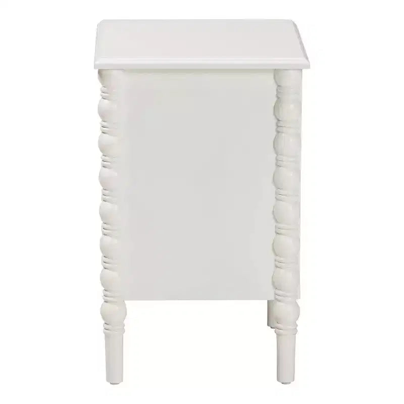 Baxton Studio Malinda Wood 2 Drawer End Table with Spindle Legs White