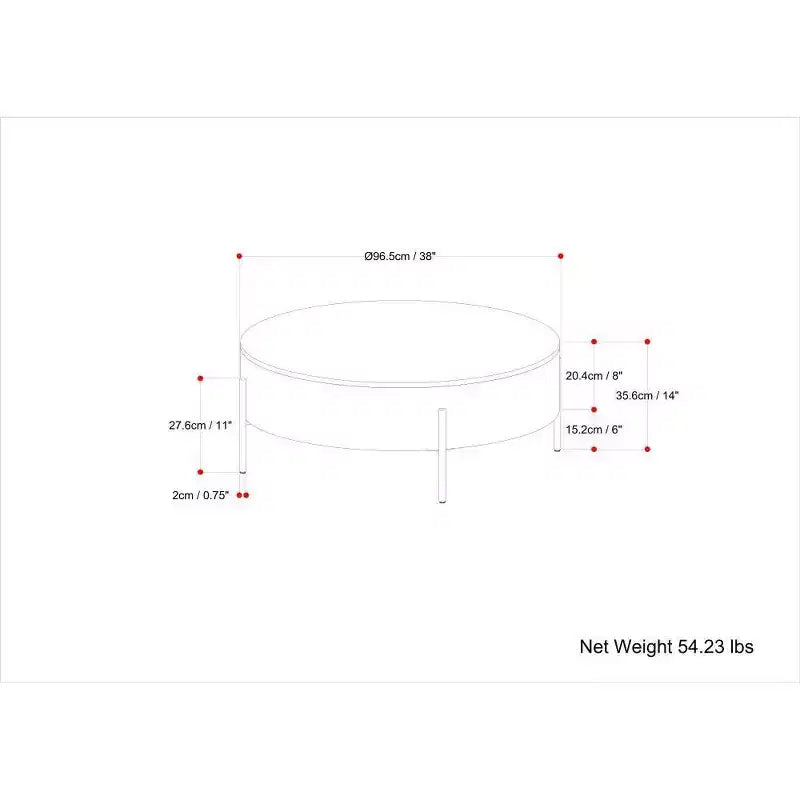 WyndenHall Farmington Drum Coffee Table Natural : Modern Industrial Style, Mango Wood & Iron, 38"