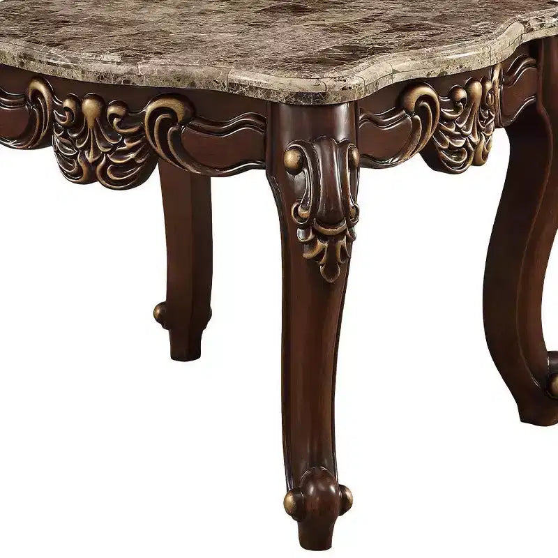 Acme Furniture Mehadi Accent Table Natural Marble Top/Walnut