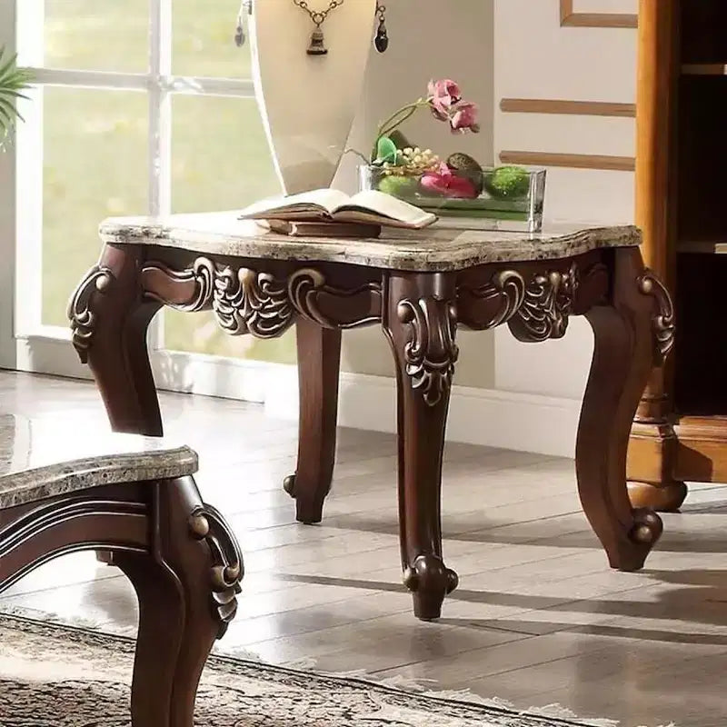 Acme Furniture Mehadi Accent Table Natural Marble Top/Walnut