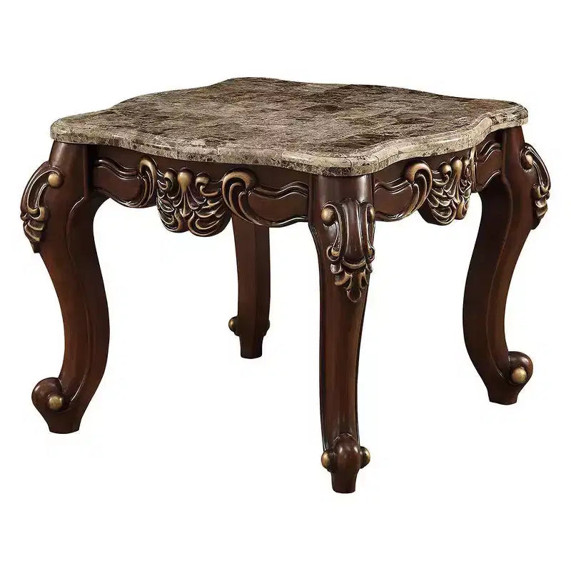 Acme Furniture Mehadi Accent Table Natural Marble Top/Walnut