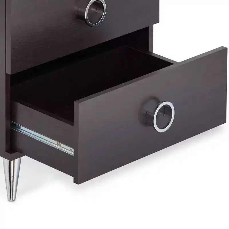 Acme Furniture 20" Elms Accent Table Espresso: MDF Construction, Wood Veneer Top, Drawer Storage, No Tools Assembly