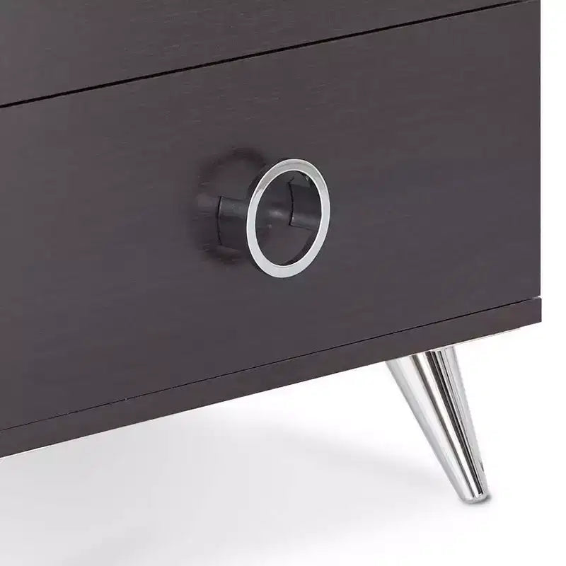 Acme Furniture 20" Elms Accent Table Espresso: MDF Construction, Wood Veneer Top, Drawer Storage, No Tools Assembly