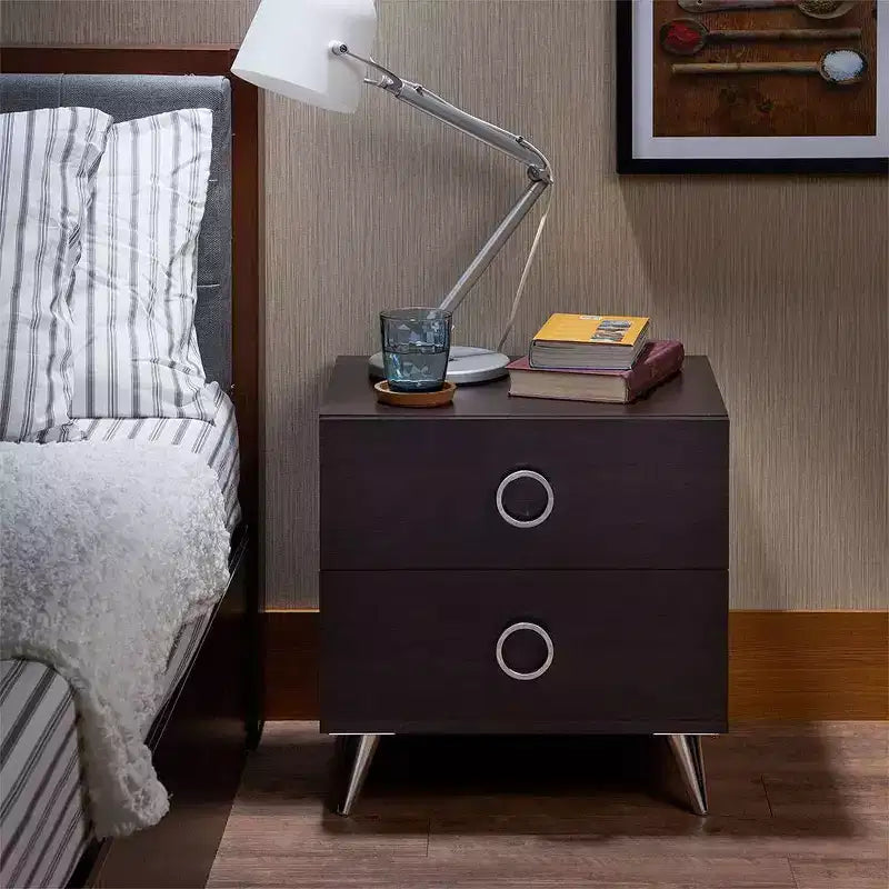 Acme Furniture 20" Elms Accent Table Espresso: MDF Construction, Wood Veneer Top, Drawer Storage, No Tools Assembly